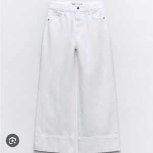 ZARA WOMENS WHITE JEANS CROPPED WIDE LEG FRONT SEAM 4 5862/058/250/36